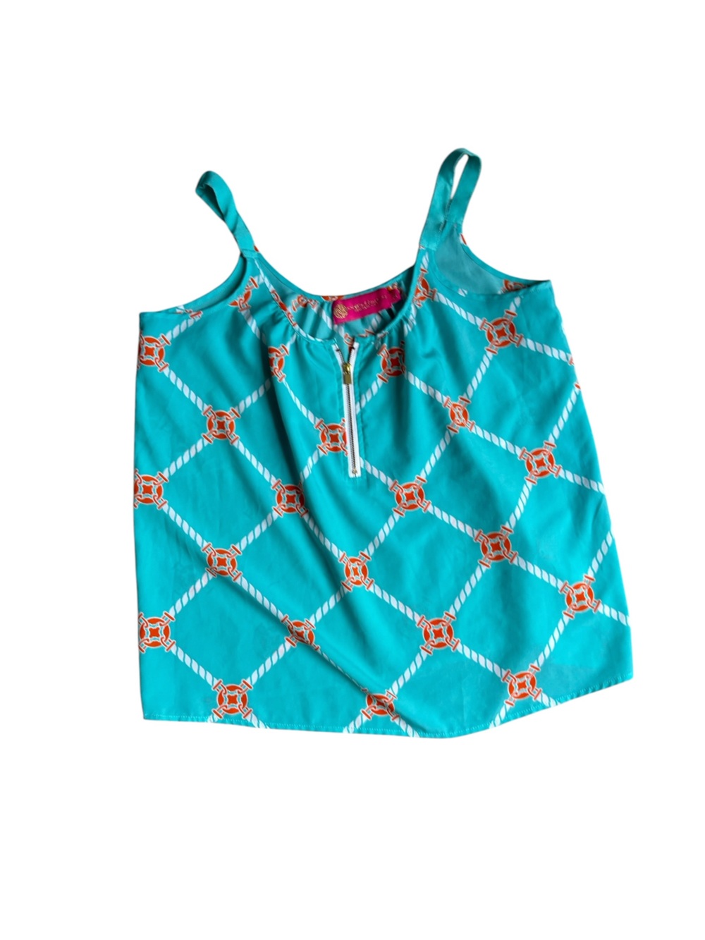 Macbeth Collection by Margaret Josephs Turquoise Nautical Rope-Print Tank